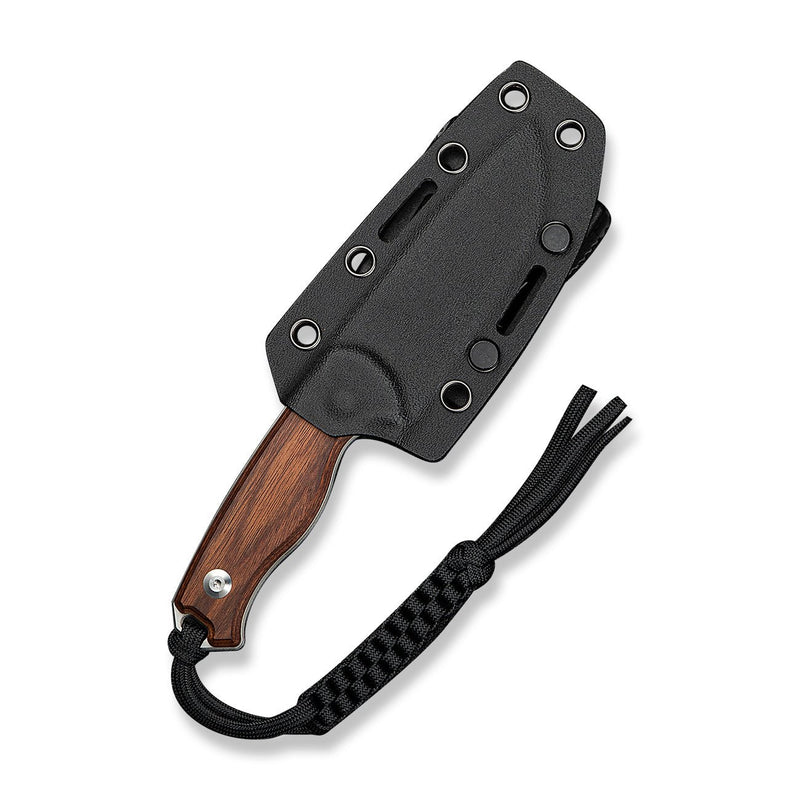 CIVIVI Timberbark Fixed Blade Knife Guibourtia Wood Handle (3.2" Satin Finished 14C28N Blade) C23094 - 4, With 1PC Black Lanyard, Black Kydex Sheath & T - Clip