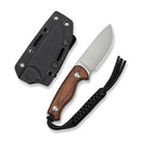 CIVIVI Timberbark Fixed Blade Knife Guibourtia Wood Handle (3.2" Satin Finished 14C28N Blade) C23094 - 4, With 1PC Black Lanyard, Black Kydex Sheath & T - Clip