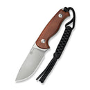 CIVIVI Timberbark Fixed Blade Knife Guibourtia Wood Handle (3.2" Satin Finished 14C28N Blade) C23094 - 4, With 1PC Black Lanyard, Black Kydex Sheath & T - Clip