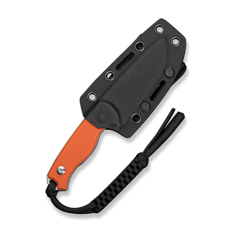 CIVIVI Timberbark Fixed Blade Knife Orange G10 Handle (3.2" Satin Finished 14C28N Blade) C23094 - 2, With 1PC Black Lanyard, Black Kydex Sheath & T - Clip