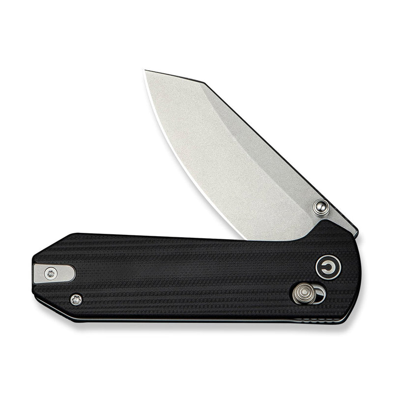 CIVIVI Yonder Thumb Stud & Crossbar Lock Knife Black G10 Handle (2.88" Stonewashed 14C28N Blade) C23073 - 1