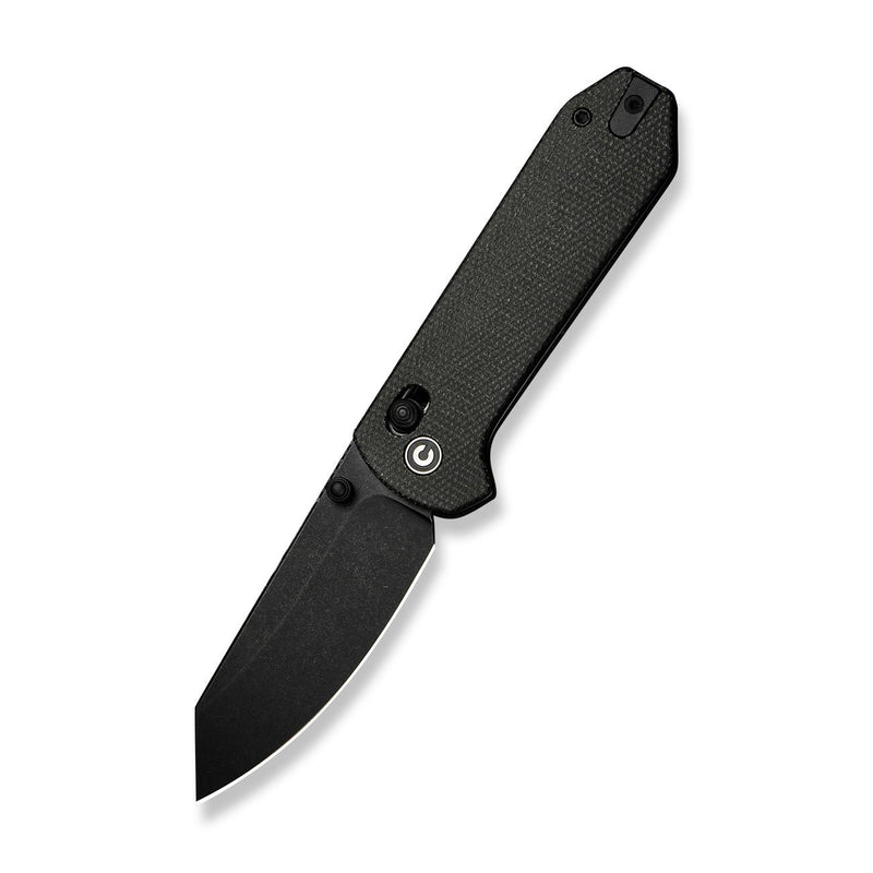 CIVIVI Yonder Thumb Stud & Crossbar Lock Knife Dark Green Canvas Micarta Handle (2.88" Black Stonewashed 14C28N Blade) C23073B - 1