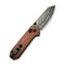 CIVIVI Yonder Thumb Stud & Crossbar Lock Knife Guibourtia Wood Handle (2.88" Damascus Blade) C23073B - DS1