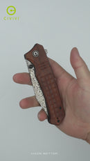 CIVIVI Tacticorix Flipper & Thumb Stud Knife Wood Handle (3.7" Damascus Blade) C23055-DS1 , With No Free Gift