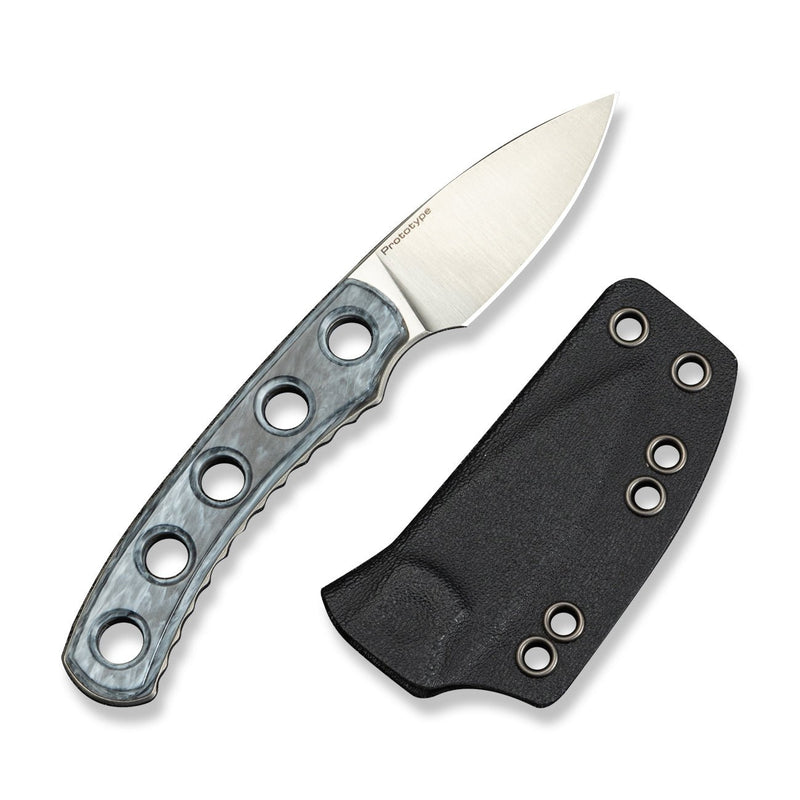 WEKNIFE Twisp Fixed Blade Neck Knife Black & White Acrylic Handle (2.08" Satin Finished Nitro - V Blade) C24022A Sample2