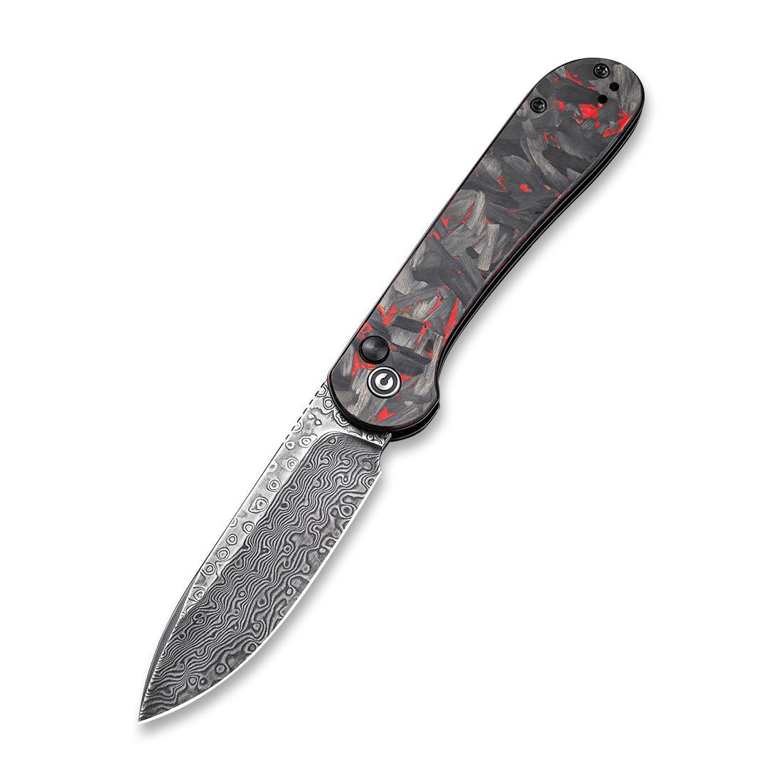 CIVIVI Elementum Button Lock Knife Carbon Fiber Handle Damascus Blade